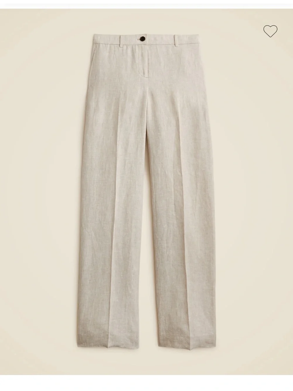 J. Crew Cream Straight-Leg Linen Pants